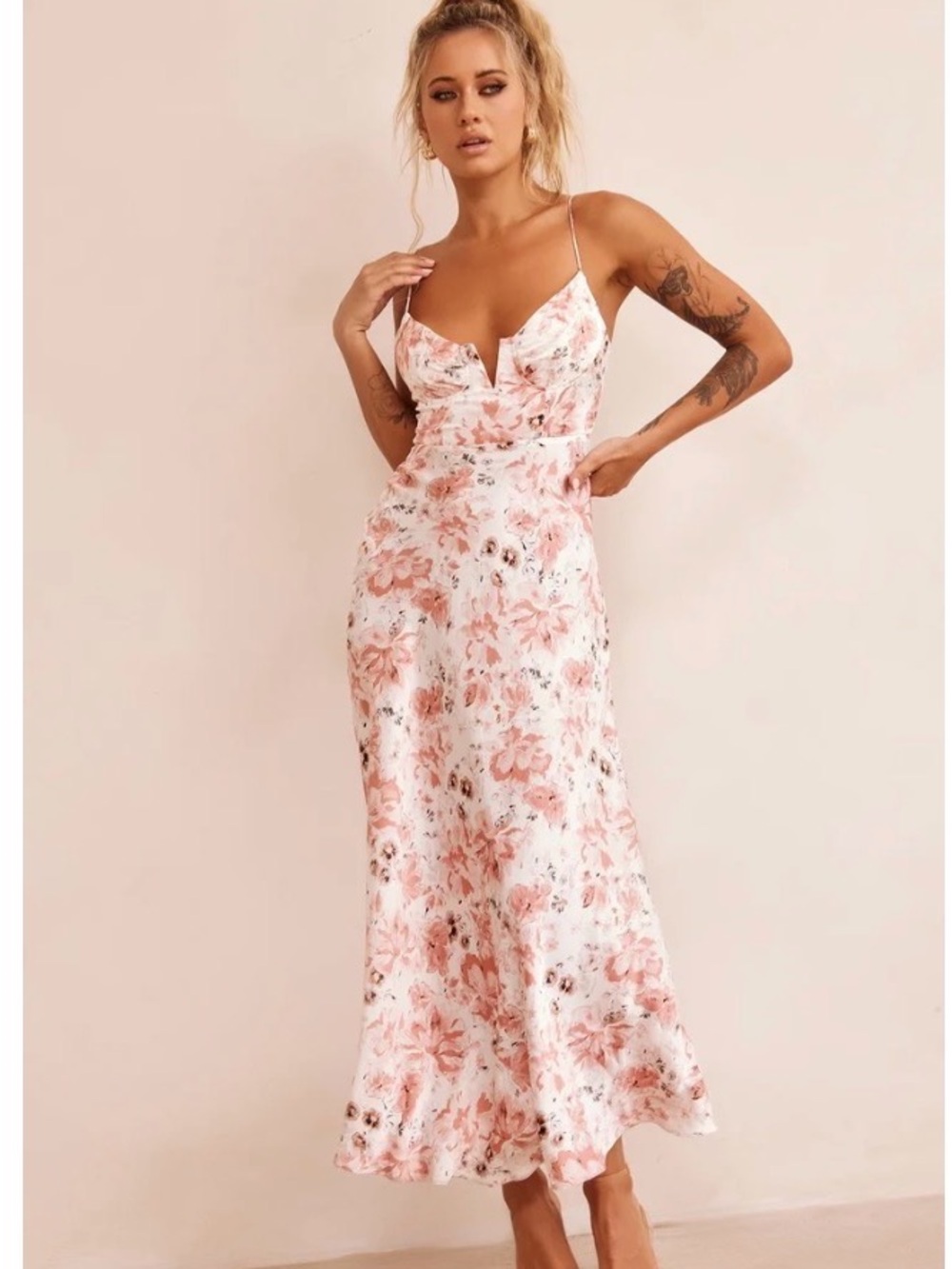 NWT Mermaid Off Duty vintage Summer Midi Dress Rose S